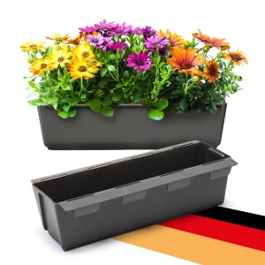 BigDean 2er Set Paletten Blumenkästen Einsatz mit Hängesystem zum Einhängen 37cm Anthrazit Pflanzkasten für Europalette Balkonkasten Blumentopf