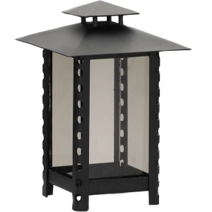 Schwarze, matte Moll Laterne aus Stahl, 14x21 cm, mit Echtglasscheiben und dekorativem Lochmuster.