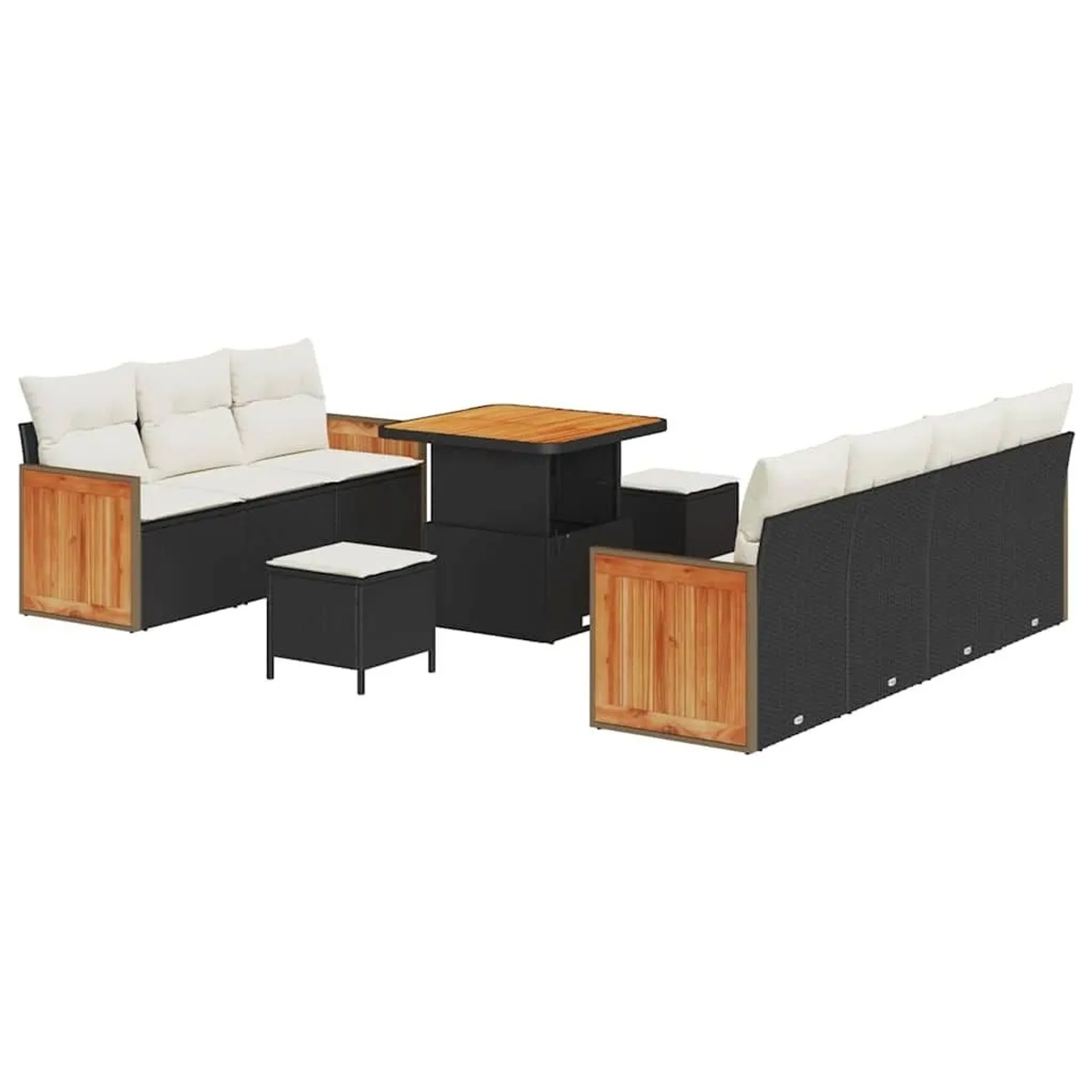 vidaXL Gartensofa-Set mit Kissen 13 Stk Schwarz und Creme Poly-Rattan 33652 günstig online kaufen