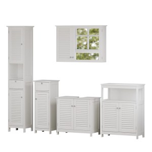 Vicco Badmöbel-Set Riad, 5-teilig, weiß: Unterschrank, Spiegelschrank, Hochschrank und mehr.