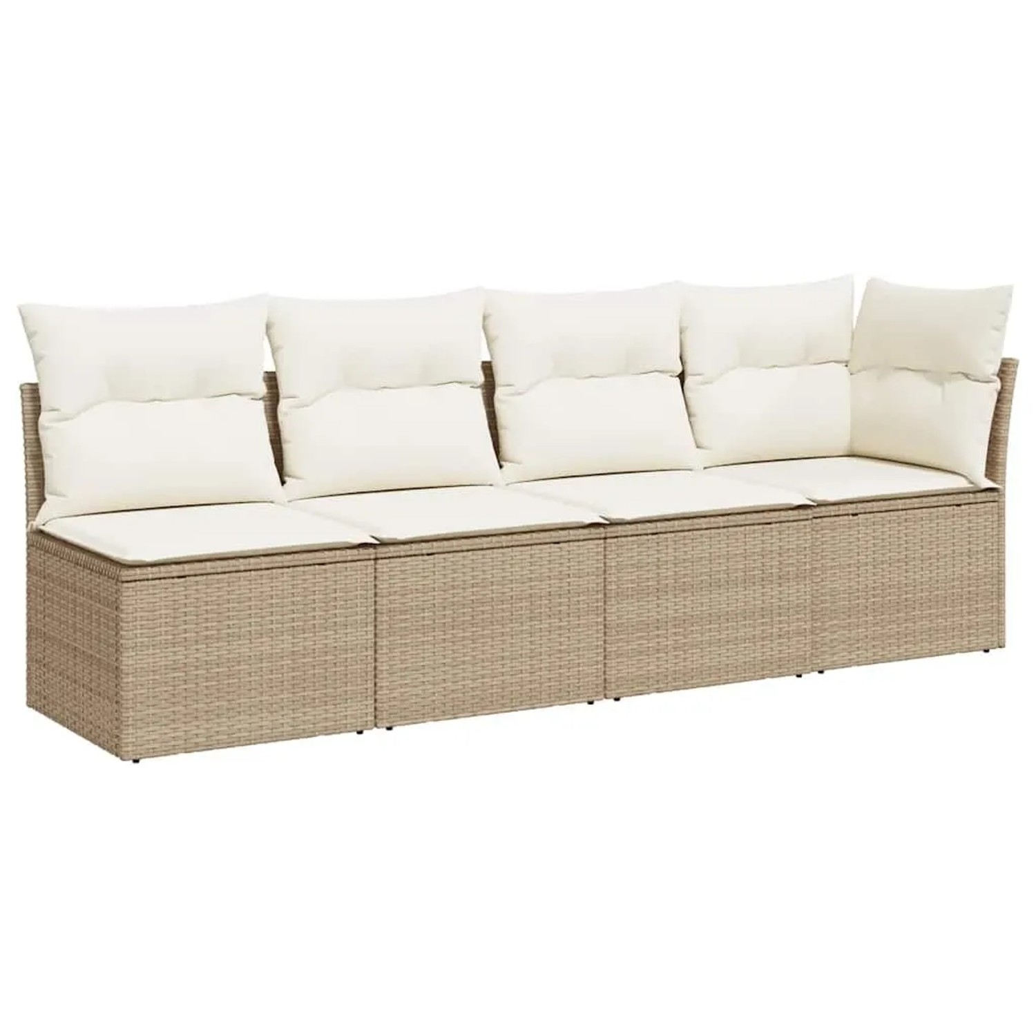 vidaXL Gartensofa mit Kissen 4-Sitzer Beige Poly Rattan 366053 günstig online kaufen