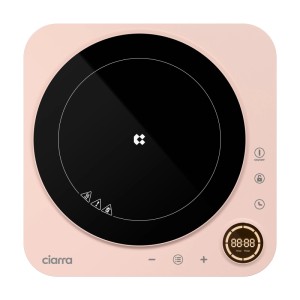 CIARRA Induktionskochplatte, 2000W, rosa, mit Touch-Bedienung und LCD Display.