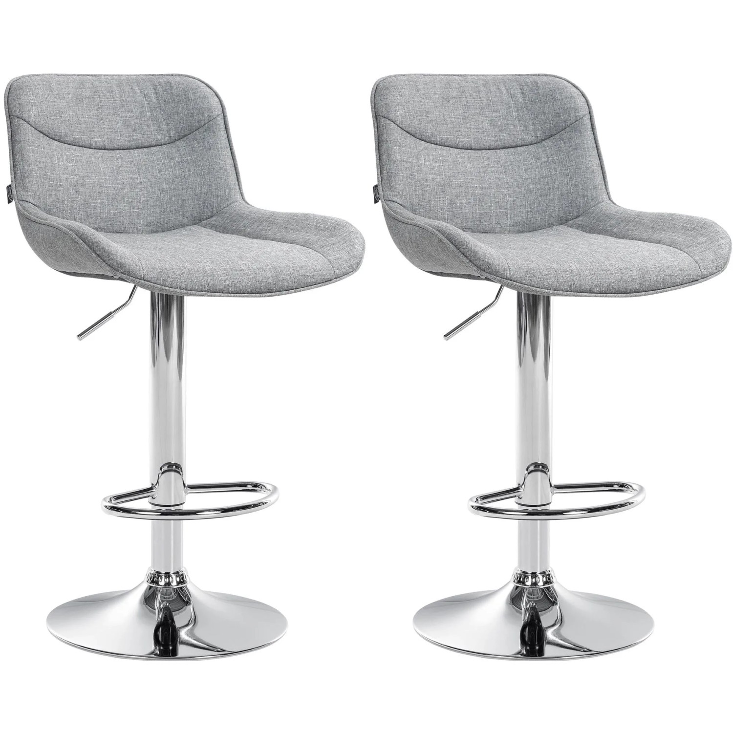 DELUKE Barhocker 2er Set TAMPA Grau Stoff Chrom Barstuhl Mit Lehne Tresenhocker Tresenstuhl