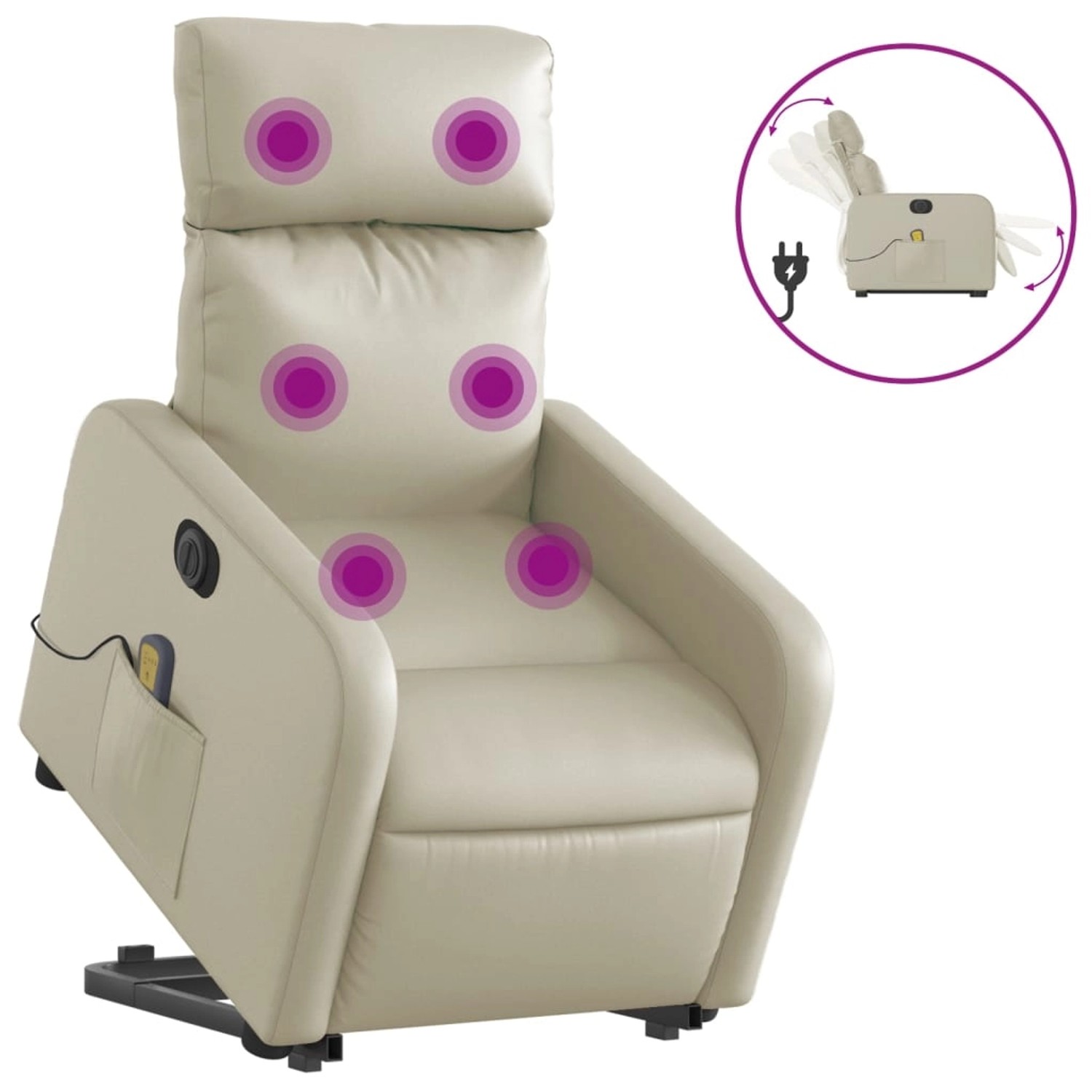 vidaXL Massagesessel mit Aufstehhilfe Elektrisch Creme Kunstleder Modell 12 günstig online kaufen