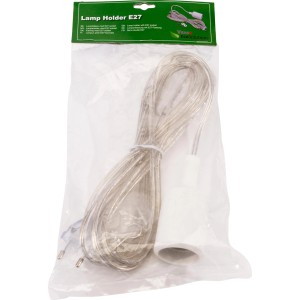 Venso E27 Fassung mit 4 m Kabel, transparent, mit Schalter und Stecker für Pflanzenanzucht.