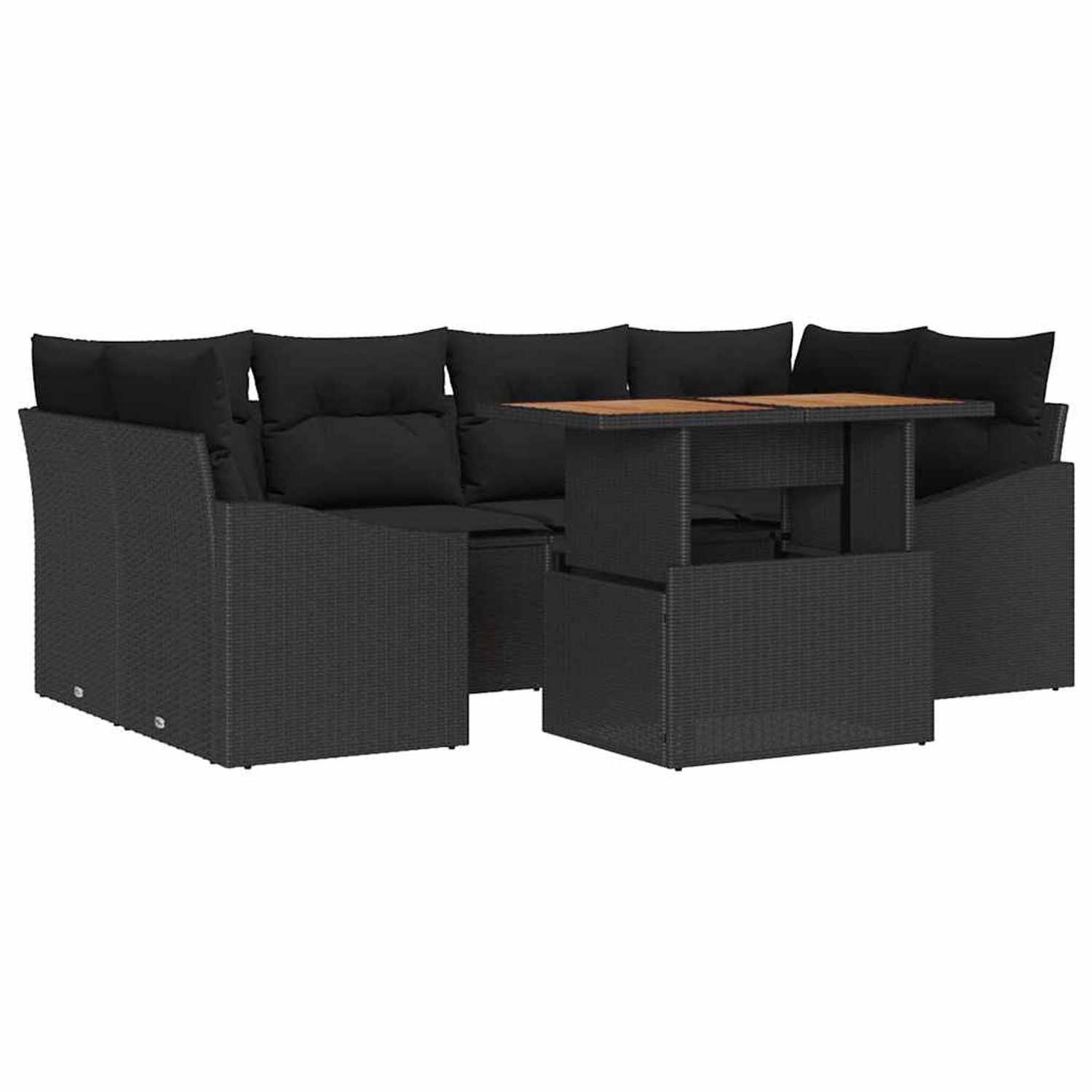 vidaXL Garten-Sofa-Set mit Speicher 7-Tlg Schwarz Poly Rattan 3358529 günstig online kaufen