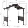Abbildung des Sunjoy Grill-Pavillon Aspe aus Stahl, 244x152 cm, in Schwarz mit Maßangaben.