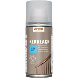 OBI Klarlack Spray, transparent, seidenmatt, 150ml Dose für Holz, Metall, Stein u.a.