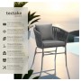 Dunkelgrauer Tectake Valeiras Gartenstuhl mit Rope-Geflecht, dicken Polstern und Stahlgestell auf Terrasse.