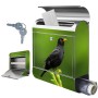 Edelstahl Briefkasten mit Vogel Motiv und Zeitungsfach. Rostfreier Wandbriefkasten mit Schlüssel.