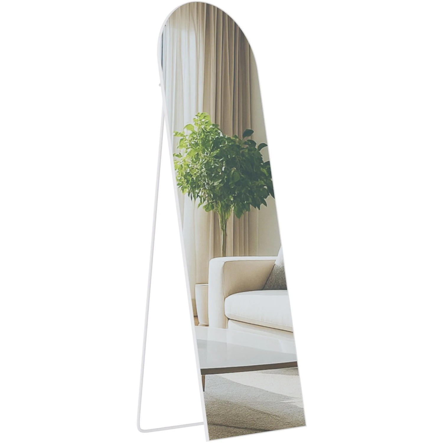 DELUKE Standspiegel MALAGA Glas Weiß Matt 50x3x160cm Ganzkörperspiegel Freistehender Spiegel Groß Schlafzimmer