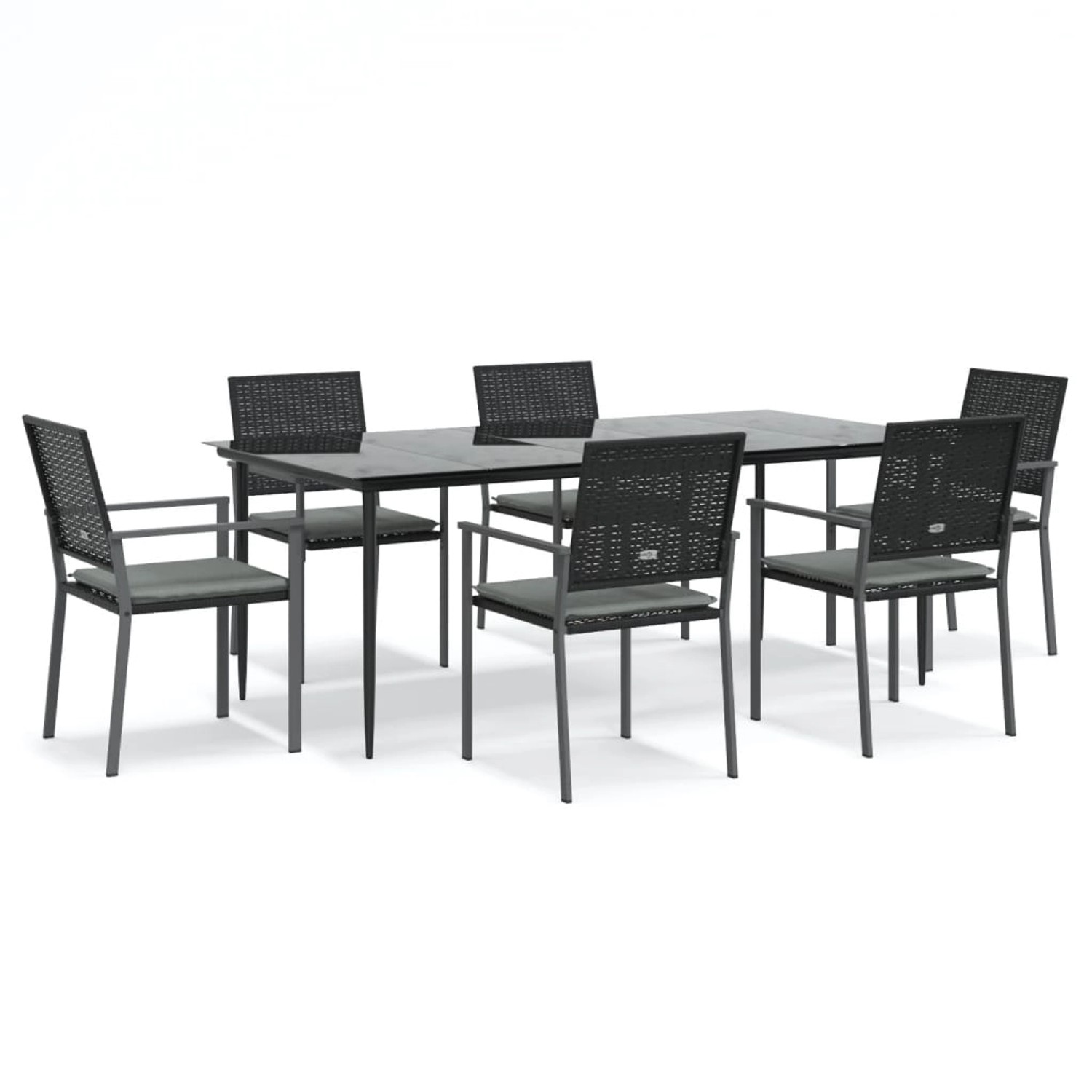 vidaXL 7-Tlg Garten-Essgruppe mit Kissen Poly Rattan und Stahl 3187013 günstig online kaufen