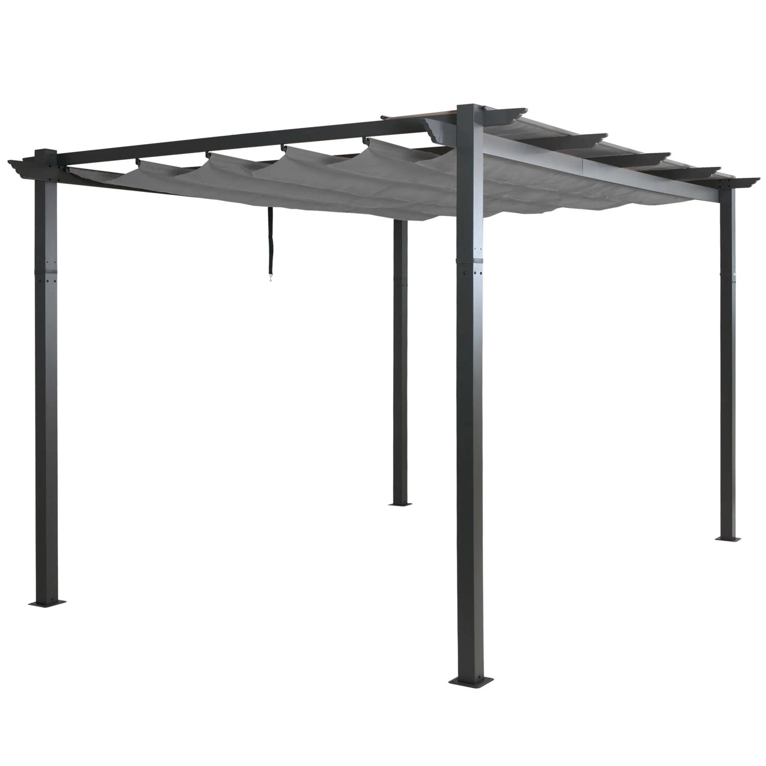 BERLINLODGE Aluminium Pergola Stabiles 8cm-Gestell Schiebedach UV50 Und BxT 4x3m Grau Gartenpavillon Pavillon Garten