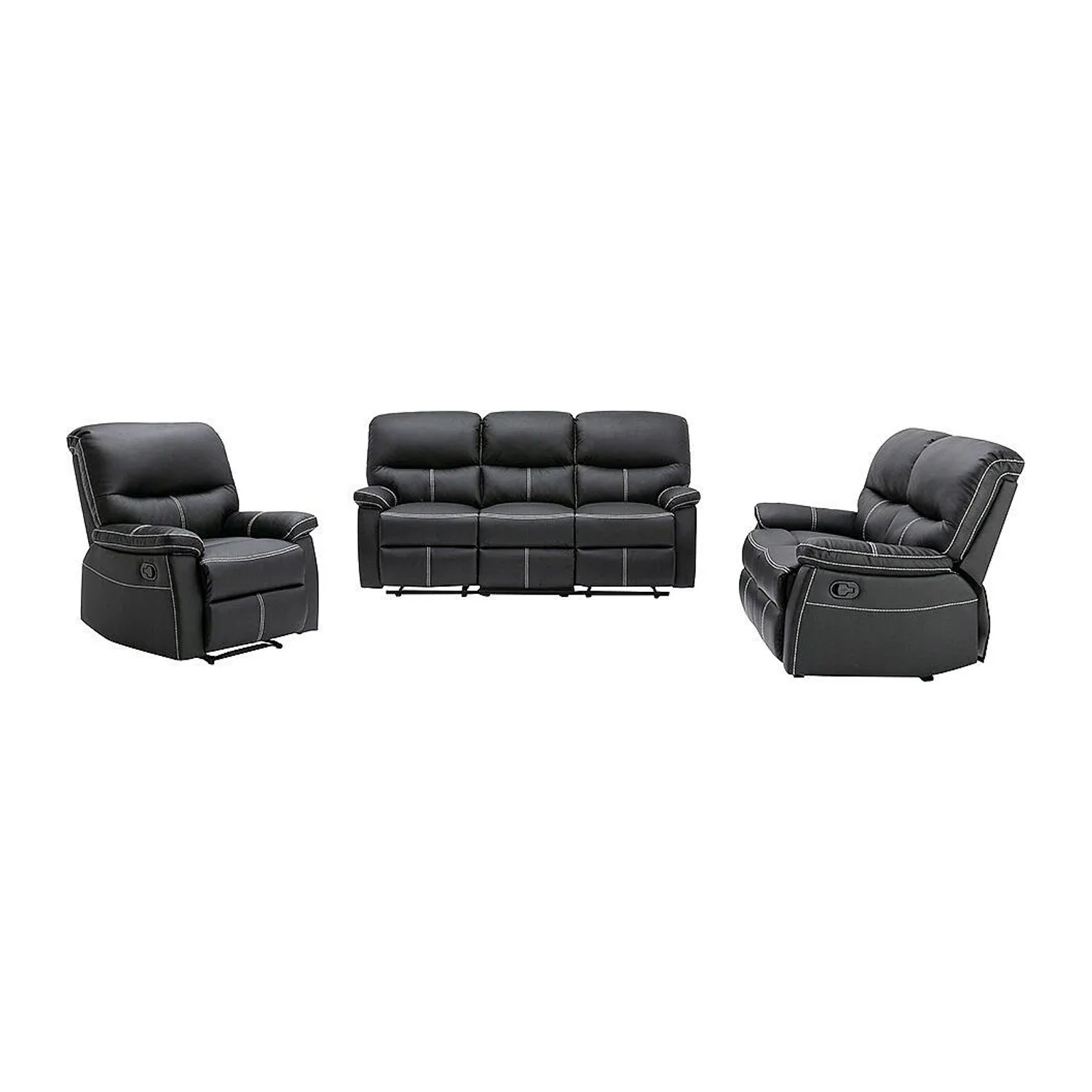 Vente-unique Couchgarnitur Mit Sessel Canby Schwarz 79 cm  133 cm  183 cm