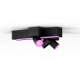 Schwarze Philips Hue Centris Cross LED-Deckenleuchte mit 3 Spots und farbiger Ambiente-Beleuchtung.