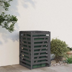 DELUKE 1er Mülltonnenbox Kiefernholz BOUMI 84x90x128,5cm Grau Mülltonnenverkleidung Für 1 Tonne Müllbox Aus Holz