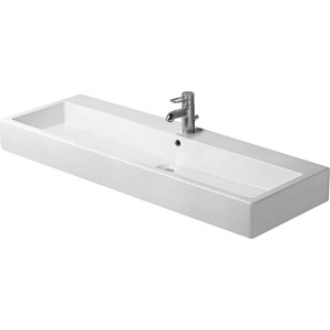 Weißes Duravit Einbauwaschbecken Vero, 120 cm, mit Hahnloch und WonderGliss Beschichtung.