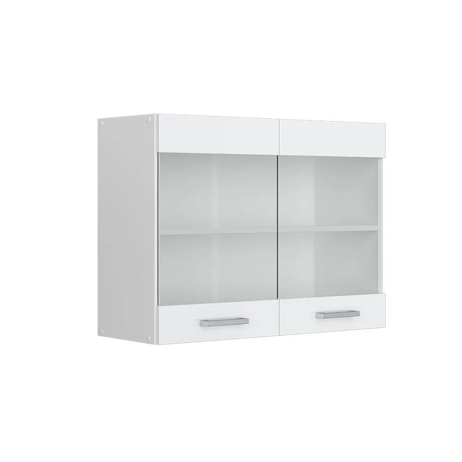 Vicco Küchenglasschrank R-Line Glashängeschrank Weiß Hochglanz Weiß 80 cm
