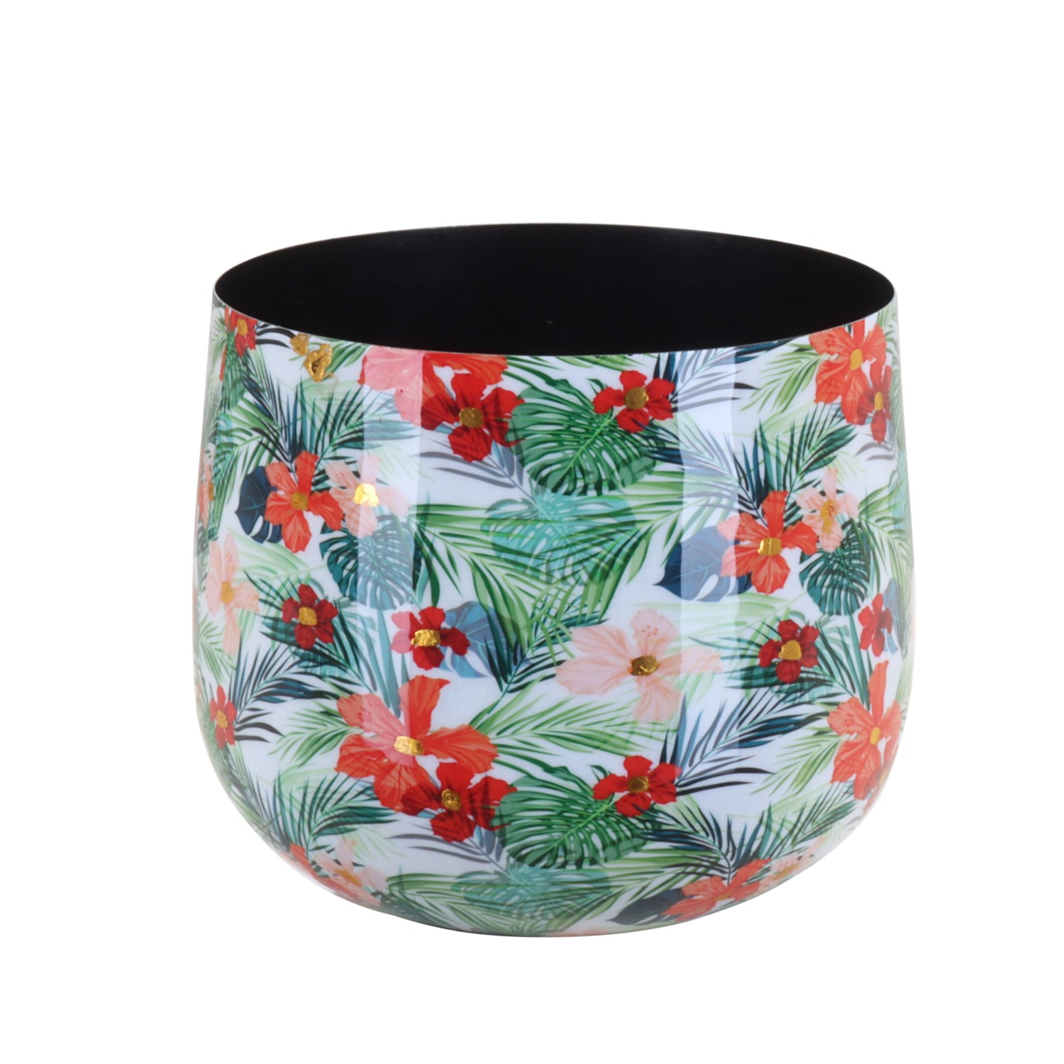 A.H.G. Übertopf Flora mit Gold-Reflexen Rund 12,5 x 13 x 9 cm Tropical