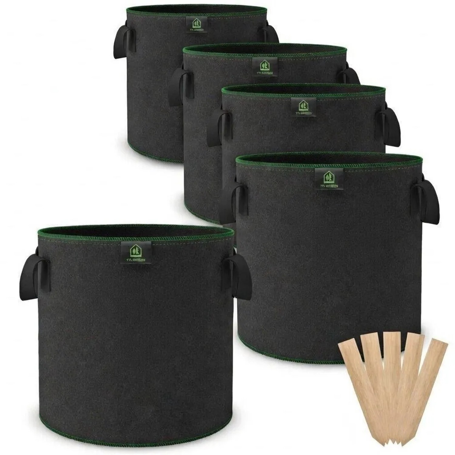 TTL GARDEN Pflanzsack 8L 5er Set Anzucht Filz Stofftopf 300g/qm Vlies Pflanzentopf Rund Ø20cm Für Aussaat Kräuter Jungpflanzen
