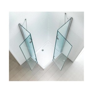 Glas Duschkabine DEMETER Eckdusche 90x75x195cm mit Klarglas und zwei Drehtüren.