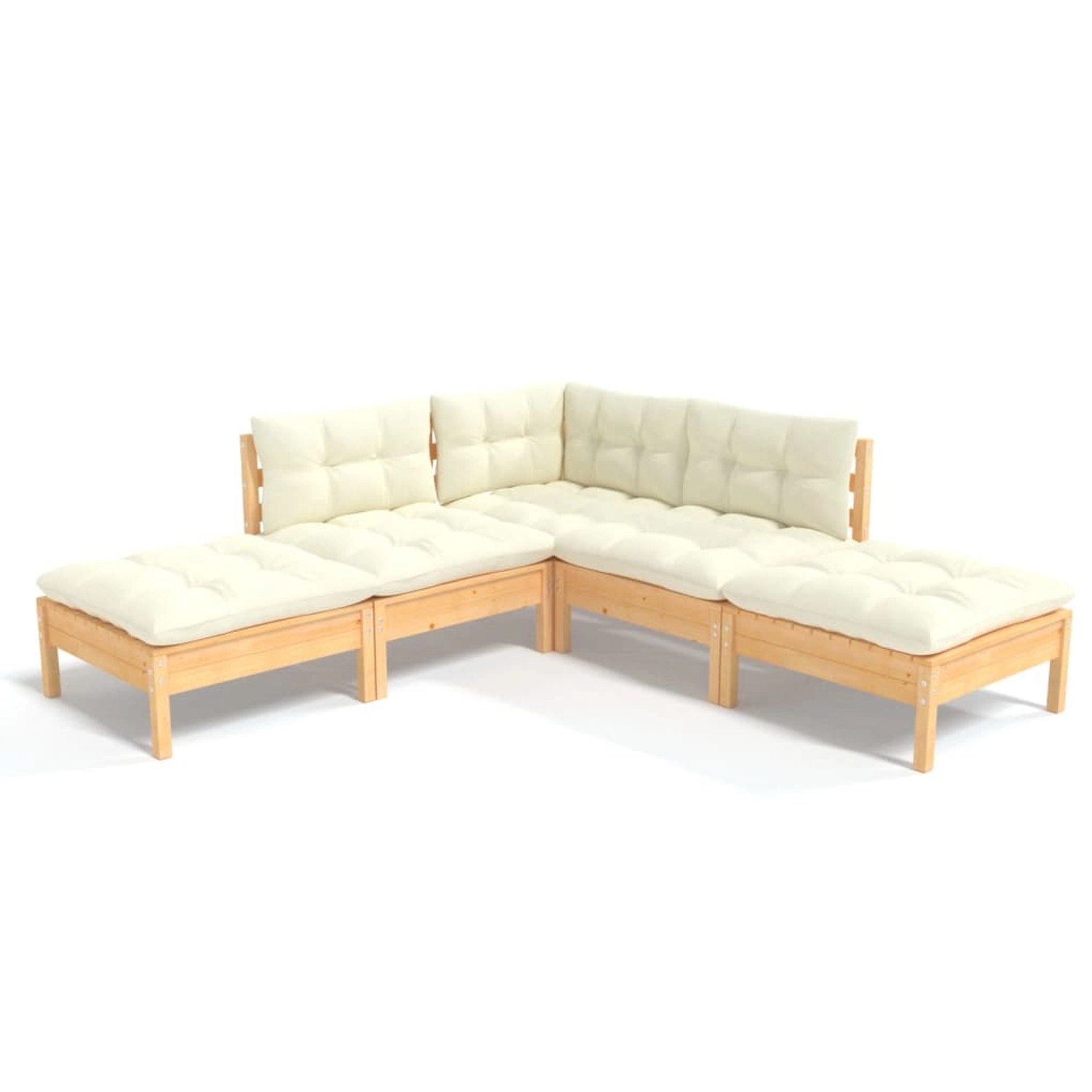 vidaXL 5-tlg Garten-Lounge-Set mit Creme Kissen Kiefernholz Modell 11