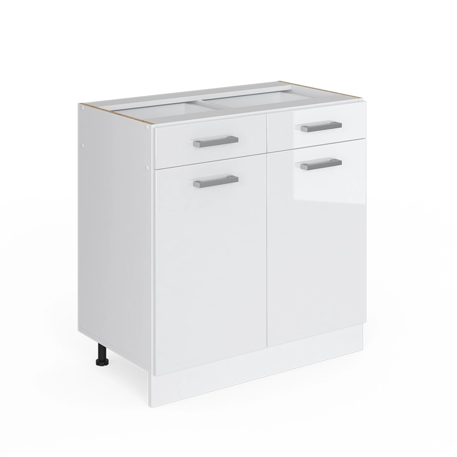 Vicco Küchenunterschrank R-Line Weiß Hochglanz/Weiß 80 cm ohne Arbeitsplatte