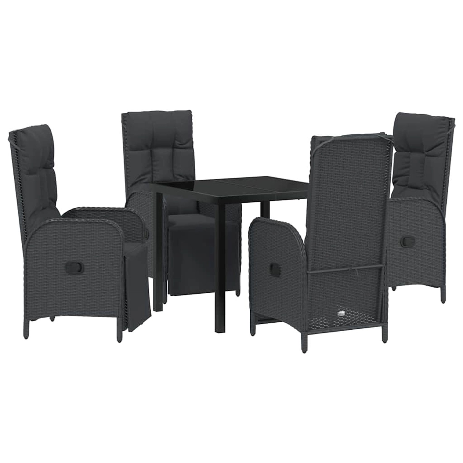vidaXL Garten Essgruppe mit Kissen 5-Tlg Schwarz Poly Rattan 3380121 günstig online kaufen