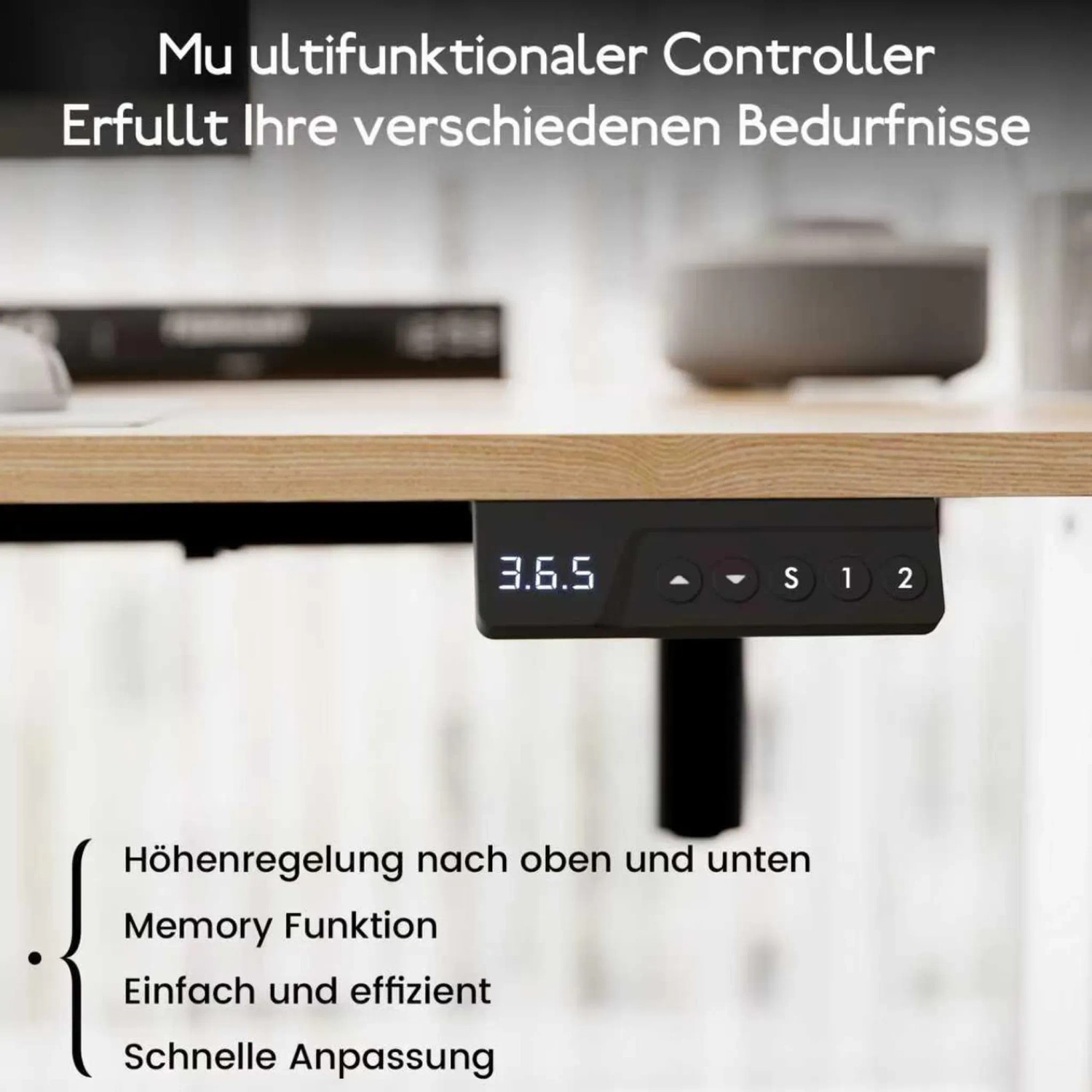 HOMAVO Elektrisch Höhenverstellbarer Schreibtisch 160x80cm mit Memory Funktion Anti Kollisions System Sitzerinnerung Naturholzfarbe_7