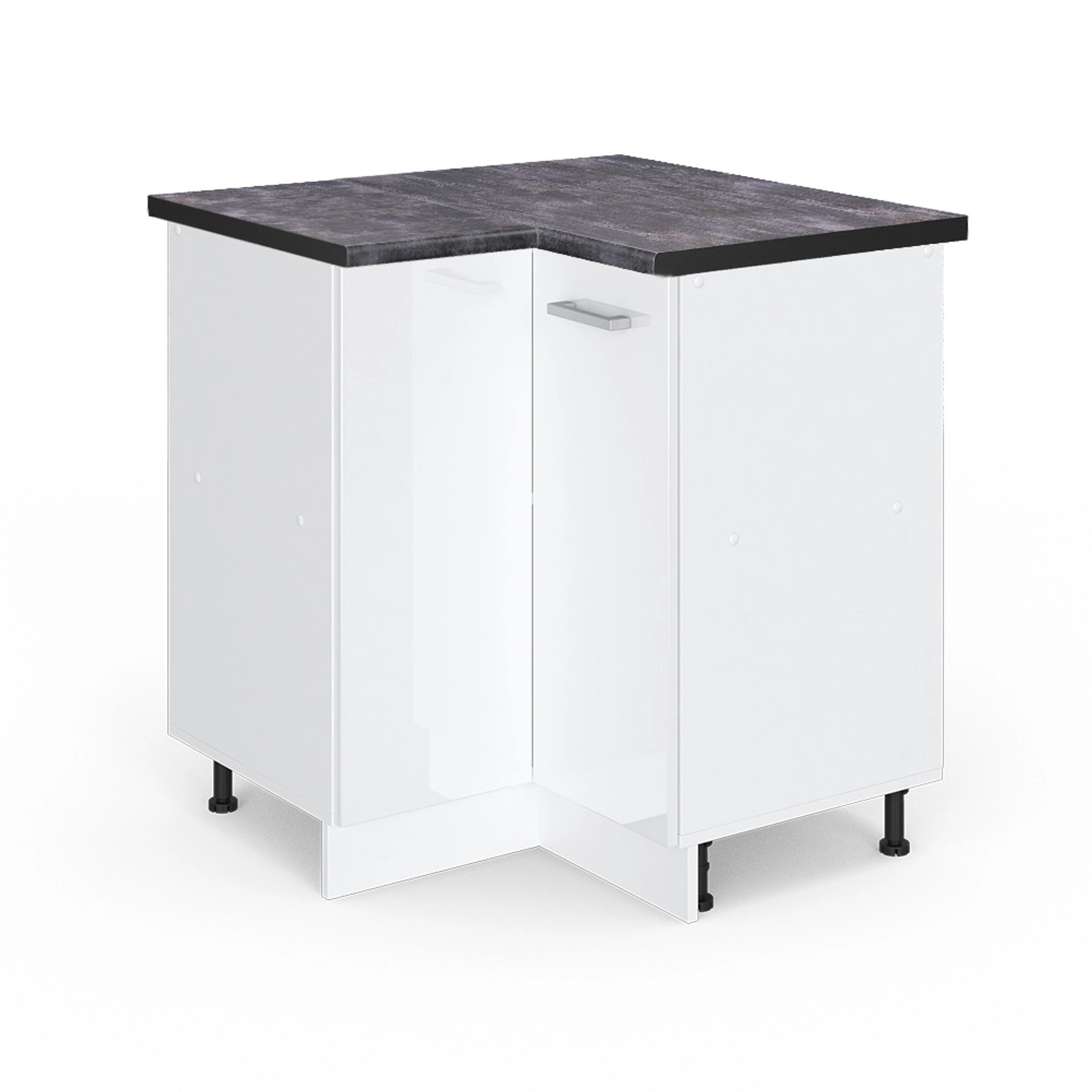Vicco Eckunterschrank R-Line Weiß Hochglanz/Weiß 76 cm AP Anthrazit