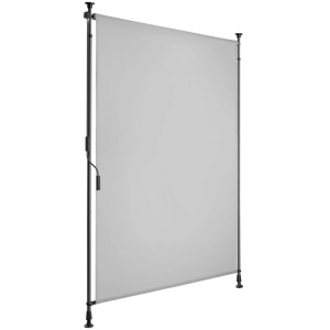 Hellgraue Tectake Klemmmarkise, 100x310 cm, für Balkon & Terrasse. Sonnenschutz mit UV-Schutz.