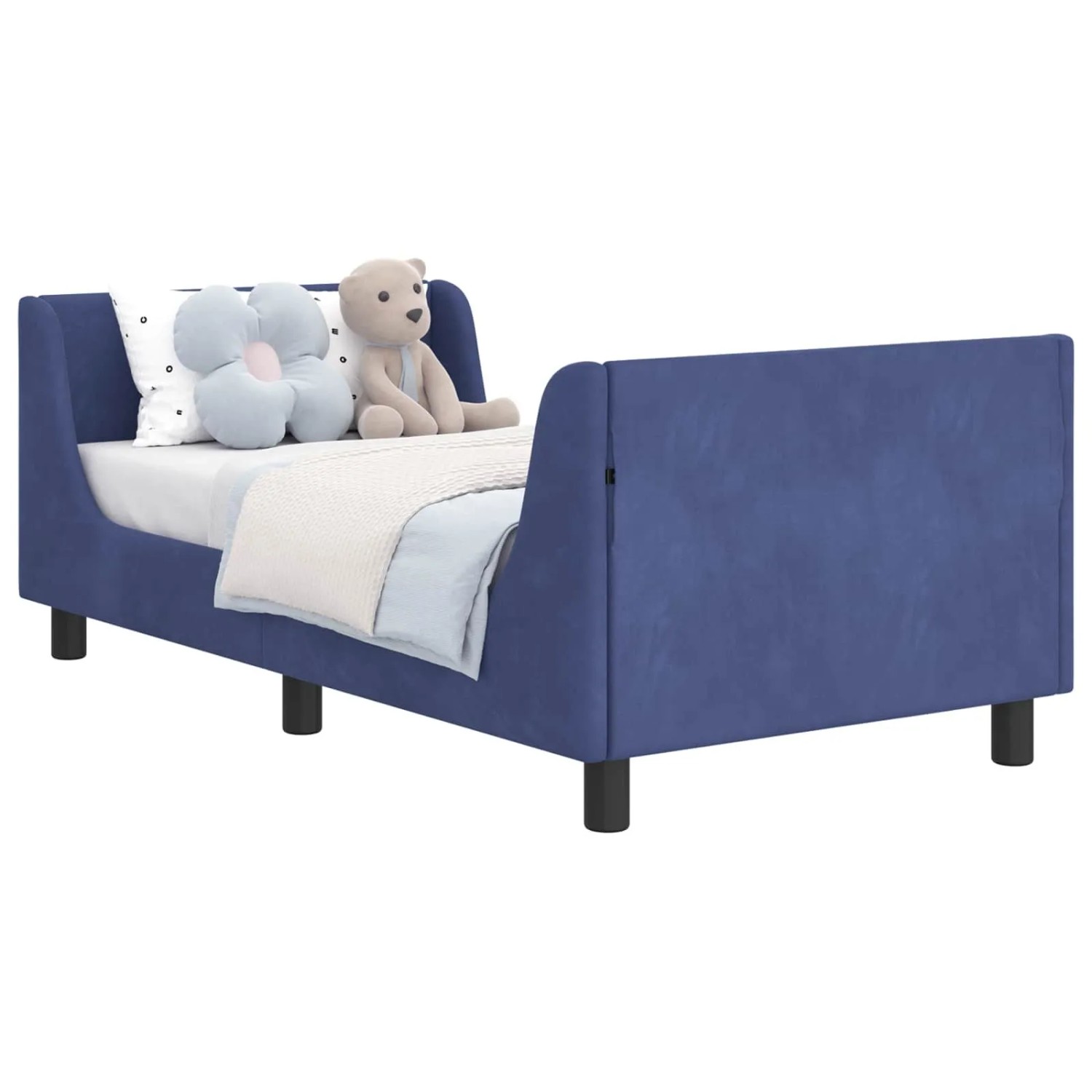 vidaXL Kinderbettgestell mit Kopfteil Polizeiblau 80 x 160 cm Samt 42010863 günstig online kaufen