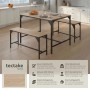Tectake Sitzgruppe Bolton 3 Teilig Esstisch Mit 2 Sitzbänken 100 x 130 x 75 cm Industrial Holz Hell Eiche Sonoma_2