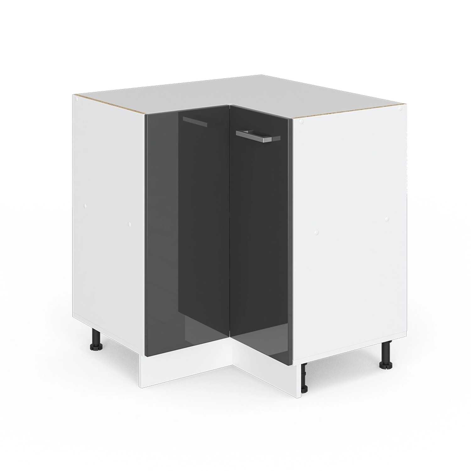 Vicco Eckunterschrank R-Line Anthrazit Hochglanz/Weiß 76 cm ohne Arbeitsplatte