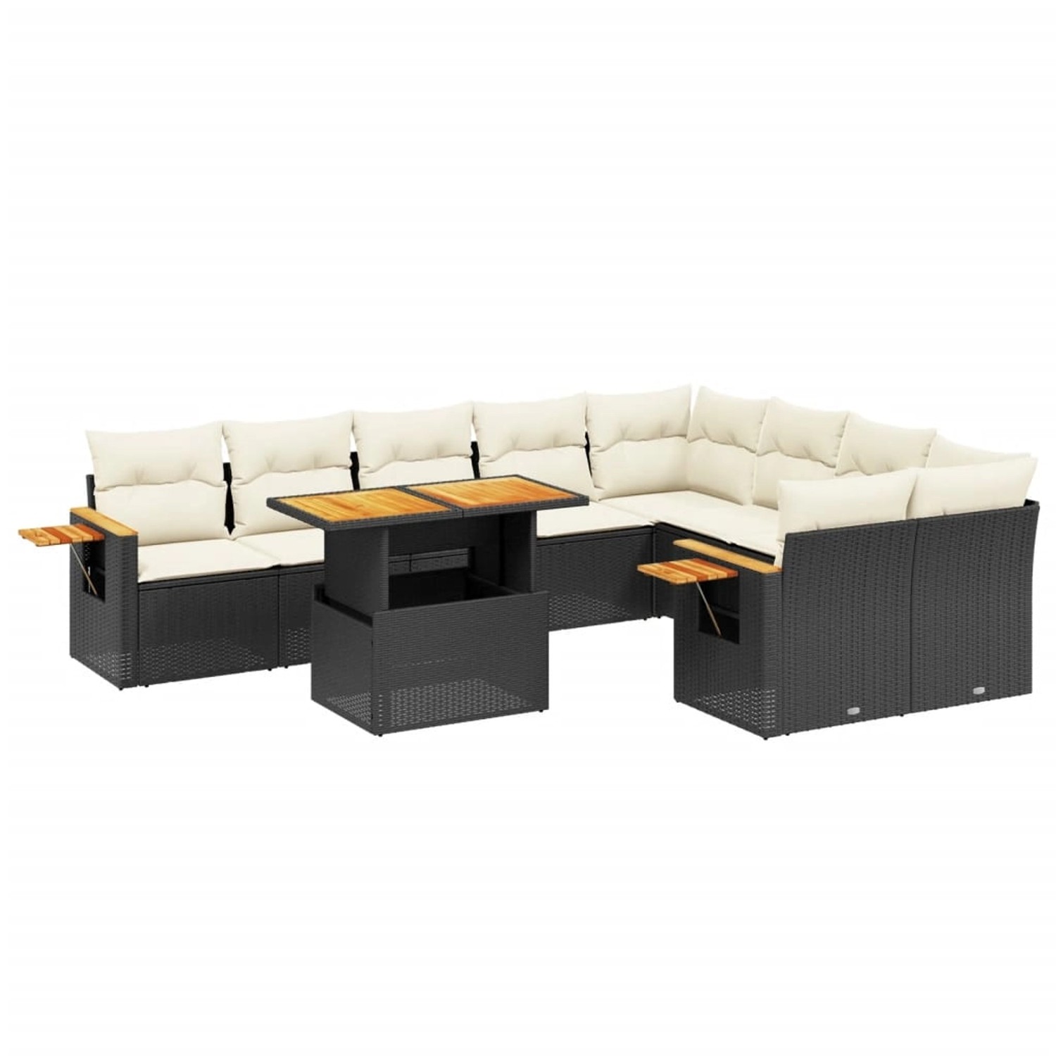 vidaXL 10-Tlg Garten-Sofagarnitur mit Kissen Schwarz Poly Rattan 3273674 günstig online kaufen