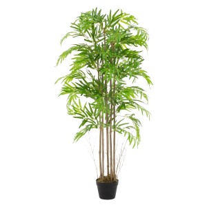 ML-Design künstlicher Bambus, 150 cm hoch, mit Echtholzstamm im schwarzen Topf. Dekorative Kunstpflanze.