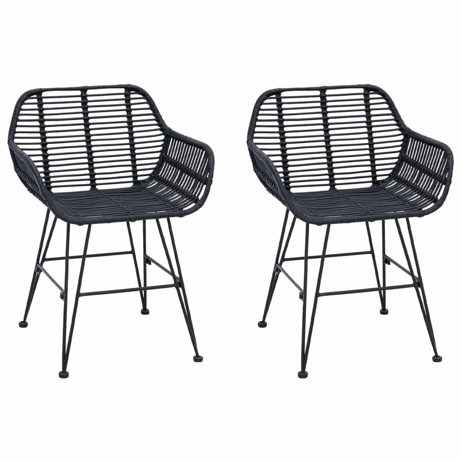 vidaXL Esszimmerstuhl 2 Stk Schwarz 55 x 50 x 74 cm Rattan und Eisen 420115 günstig online kaufen
