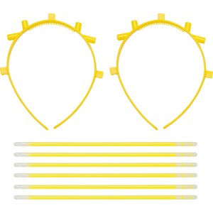 Gelbe Knicklicht-Haarreifen, 2er-Set mit 6 Knicklichtern für Partys und Events.