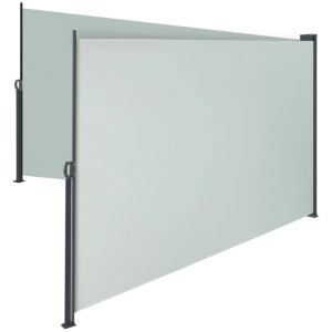 Tectake Doppel Seitenmarkise  180 x 600 cm Wetterfest  Blickdicht 180 x 600 cm 9 x 600 x 180 cm Grau