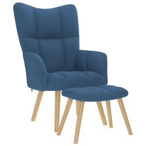 vidaXL Relaxsessel mit Hocker Blau Stoff 4016786