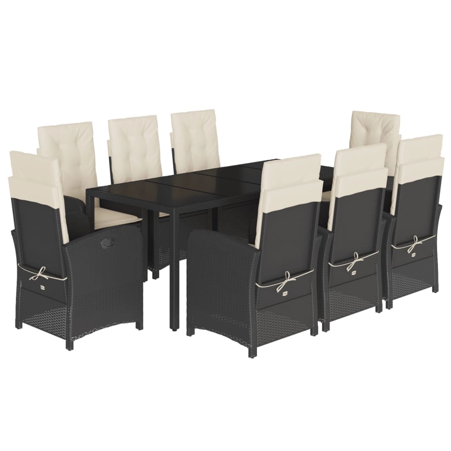 vidaXL 9-Tlg Garten-Essgruppe mit Kissen Schwarz Poly Rattan 3212202 günstig online kaufen