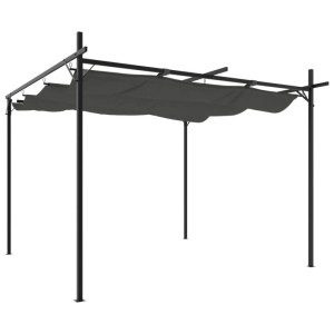 DELUKE Terrassenüberdachung Mit Schiebedach OLIMP Anthrazit 295x292x230cm Pergola Garten Pavillon Rankhilfe Sonnenschutz Gartenpergola