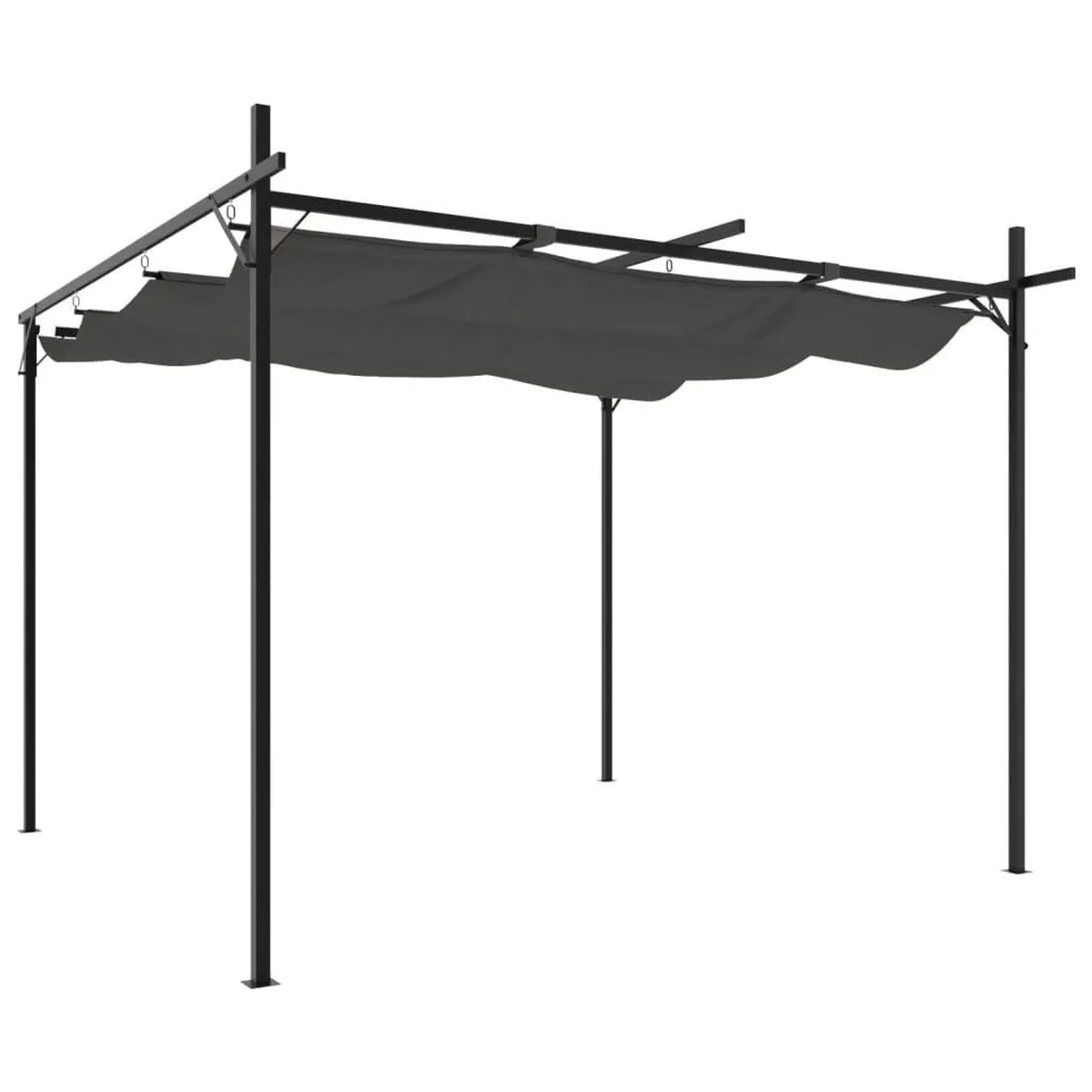 DELUKE Terrassenüberdachung Mit Schiebedach OLIMP Anthrazit 295x292x230cm Pergola Garten Pavillon Rankhilfe Sonnenschutz...