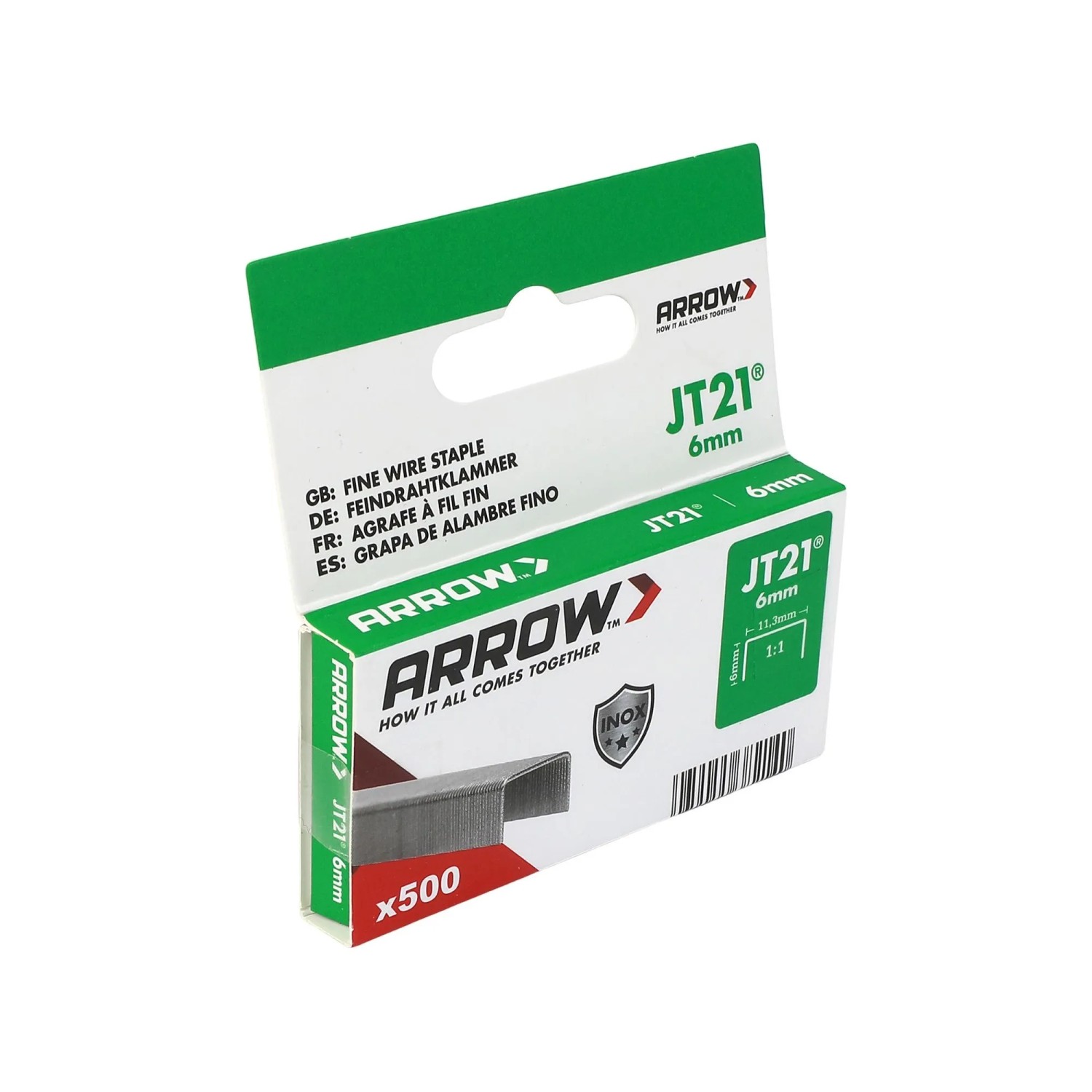 Arrow Klammer JT21 V2A Länge 6 mm 500 Stück