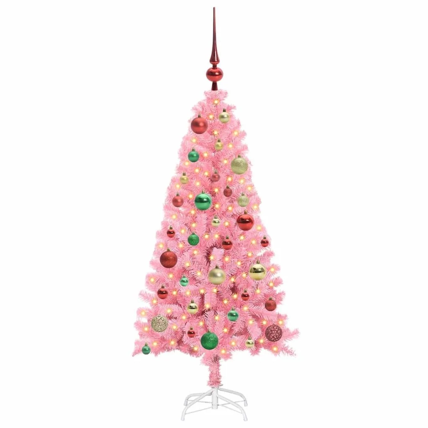 vidaXL Weihnachtsbaum mit 150 LEDs mit Ständer Rosa 120 cm PVC 3396415
