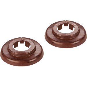 Zwei Ahorn Klapprosetten Ø 18mm zum Abdecken von Ausbrüchen an Armaturen.