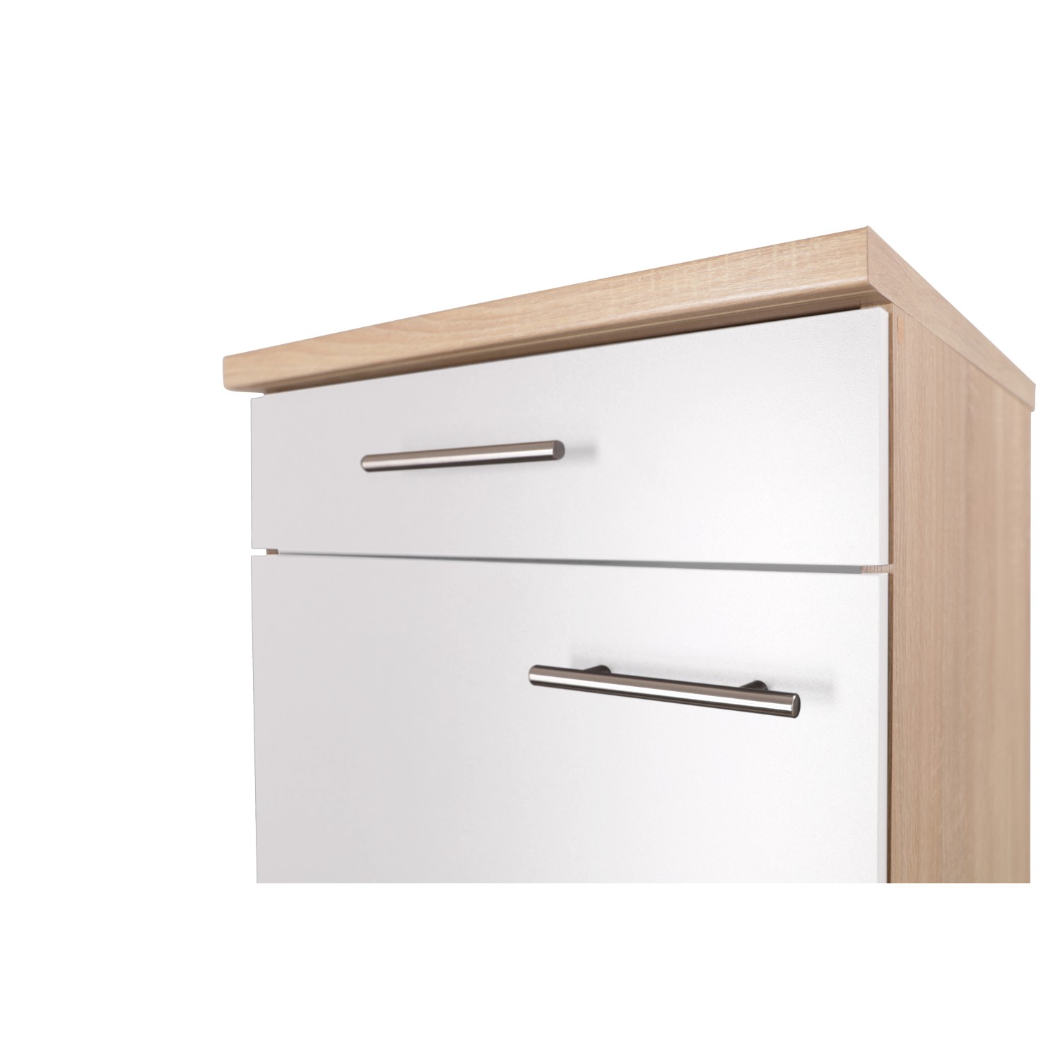 Respekta Unterschrank Merle, 50 cm, Weiß, mit Schublade und Tür, Metallgriffe.