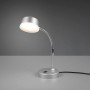 Titanfarbene LED-Tischlampe Kiko mit flexiblem Hals und Schalter am Fuß.