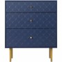 Marineblaue Merax Schubladenkommode mit Fischschuppenmuster, 3 Schubladen, goldenen Griffen und Beinen. Wohnzimmerschrank.
