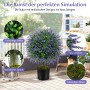 Künstlicher Lavendelbaum 58cm mit lila Blüten, grünen Blättern, realistischem Stamm im schwarzen Topf.